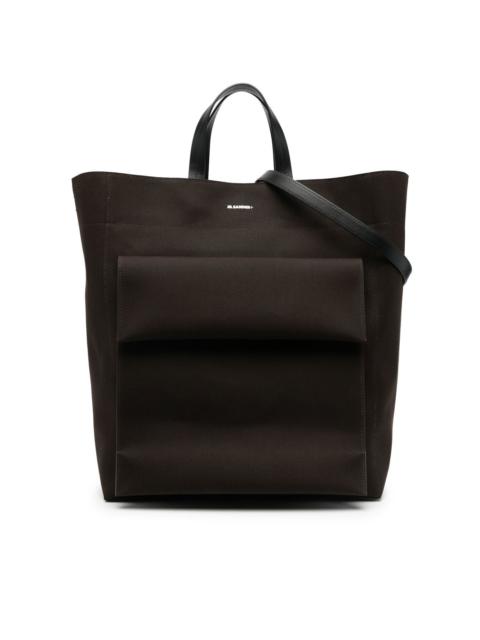 logo-print canvas tote bag