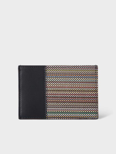 Paul Smith Black Leather 'Signature Stripe' Coated Canvas Credit Card Holder