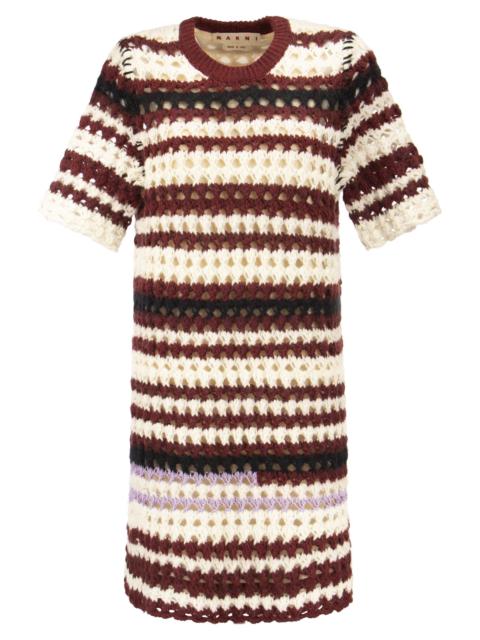 Marni 3 D Crochet Intarsia Dress With Irregular Stripes