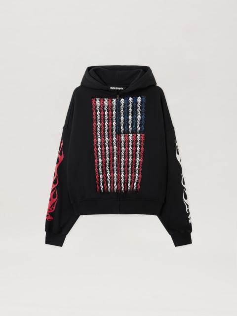 Palm Angels Flames Flag Zip Hoodie