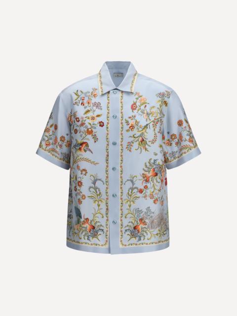 Etro Oversized silk Shirt with Flora and Fauna print