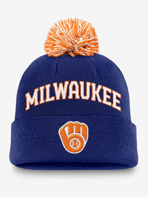 Nike Milwaukee Brewers Peak Men's Nike MLB Cuffed Pom Beanie