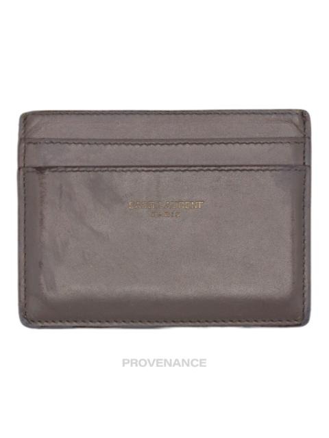SAINT LAURENT SLP Card Holder Wallet - Grey Leather