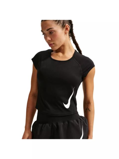 Nike Women's Tempo Swoosh Dri-FIT Cap-Sleeve Running Top -Black