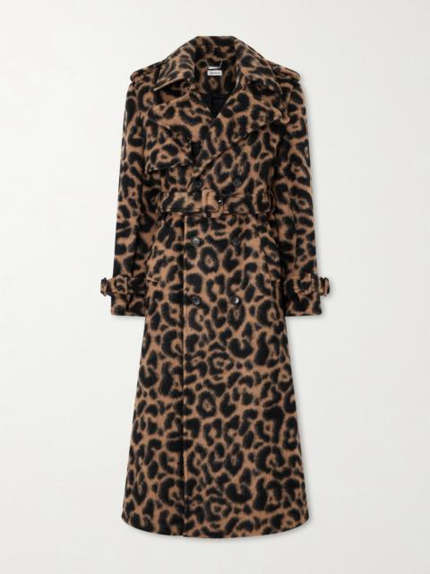 SIMKHAI Rumi Belted Leopard-print Brushed-felt Coat