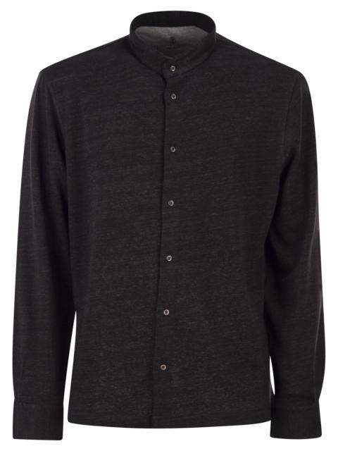 Brunello Cucinelli Brunello Cucinelli Men Linen And Cotton Shirt With Band Collar