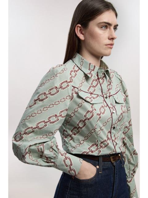 KAREN MILLEN Cotton Sateen Volume Sleeve Shirt