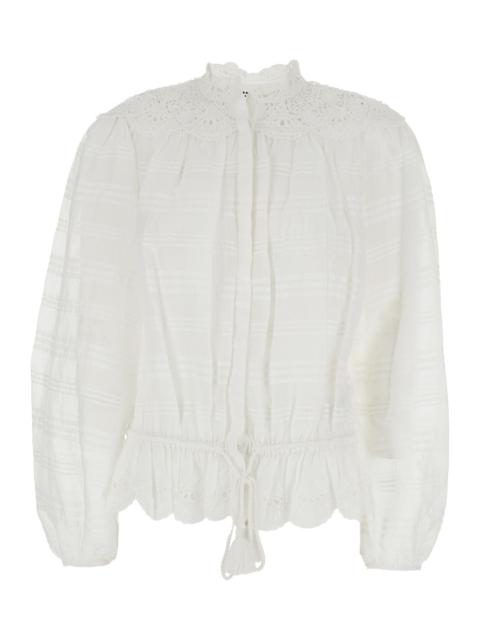 Isabel Marant Étoile Isabel Marant Etoile Women 'Polly' White Blouse With Choker Neckline And Adjustable Waist With Draws