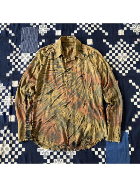 GOA Scarecrow Frayed Button Up Shirt Tie Dye