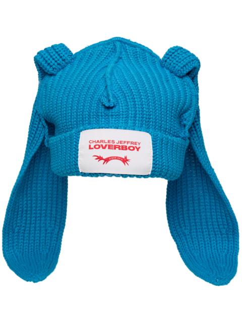 CHARLES JEFFREY LOVERBOY KNITTED HAT WITH A PATCH