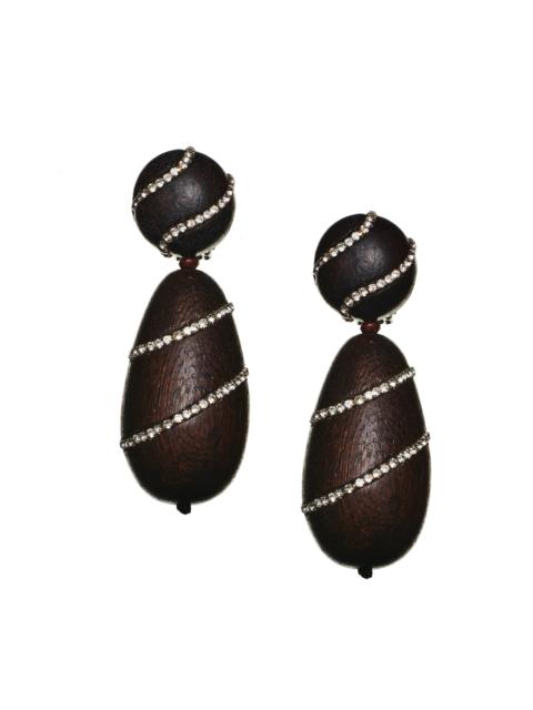 SACHIN & BABI HUDSON EARRINGS - ROBLE WOOD/CLEAR CRYSTALS