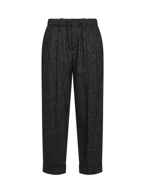 Brunello Cucinelli Brunello Cucinelli Women Black Donegal Wool Baggy Sartorial Trousers