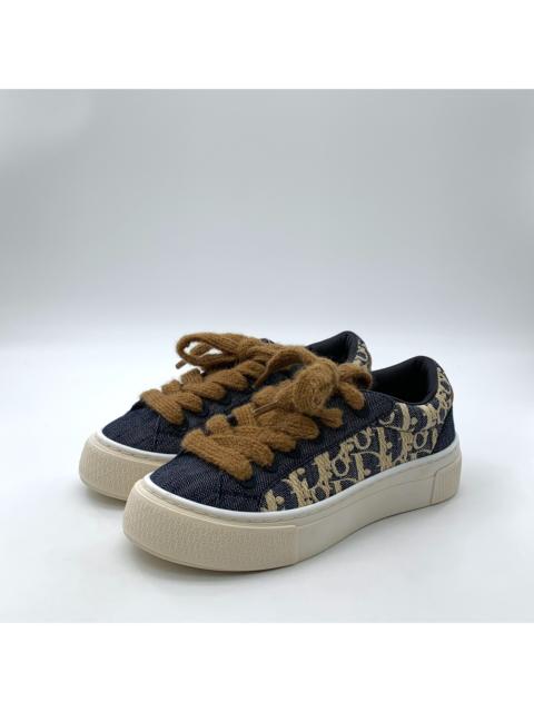 Dior Dior B33 Spin Navy Blue Logo Jacquard All-Over Print Lace-Up Chunky Sneakers