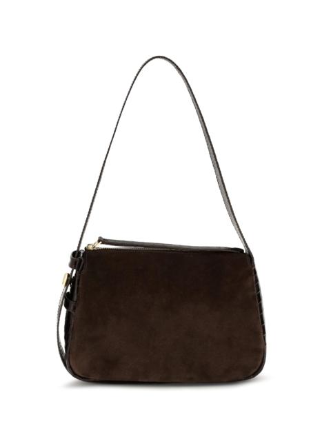 TORY BURCH Tory Burch Small Romy Suede Shoulder Bag Dark Cocoa