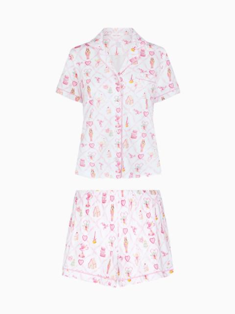 LoveShackFancy LoveShackFancy x Roller Rabbit Sugarplum Lattice Polo Pajamas