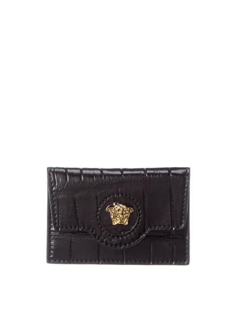 VERSACE Versace La Medusa Croc-Embossed Leather Card Holder