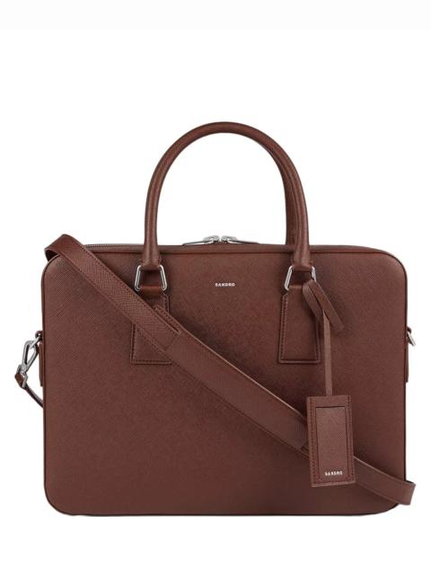 Sandro Downtown Large Saffiano Leather Briefcase