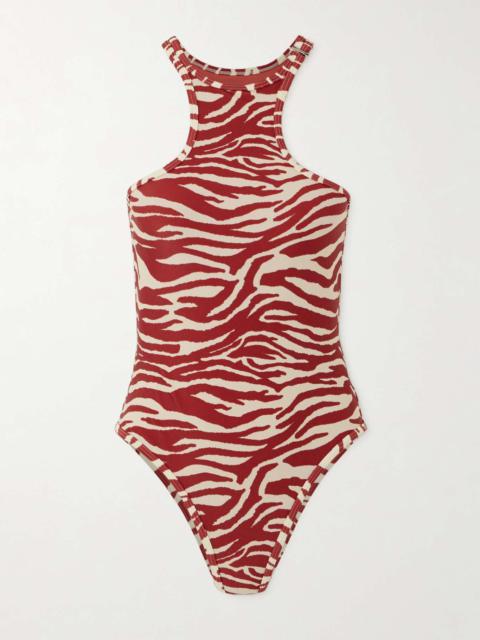 THE ATTICO Zebra-print halterneck swimsuit