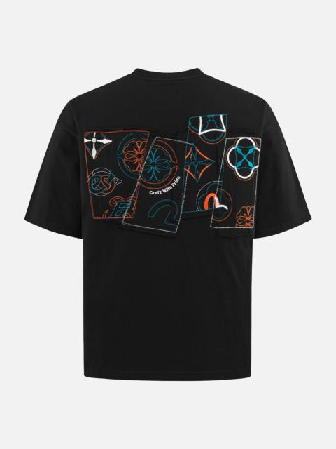 EVISU Logo and Kamon Embroidery Loose Fit T-Shirt