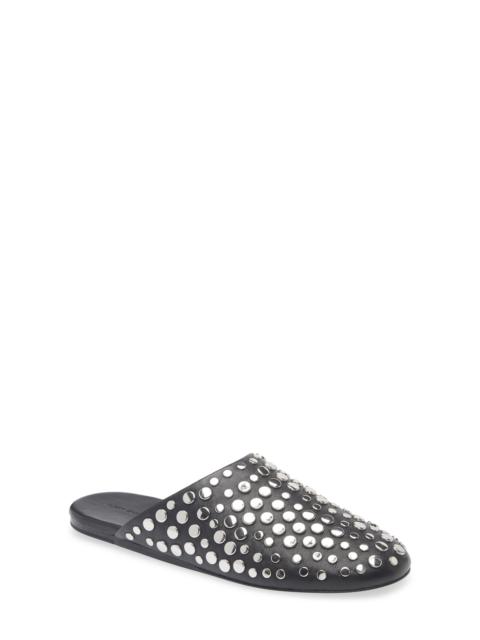 TORY BURCH Tory Burch Stud Leather Mule in Perfect Black /Silver at Nordstrom