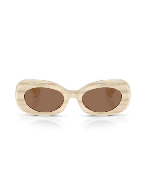 Oliver Peoples Oliver Peoples x KHAITE 51mm Oval Sunglasses in Beige Silk /Brown at Nordstrom