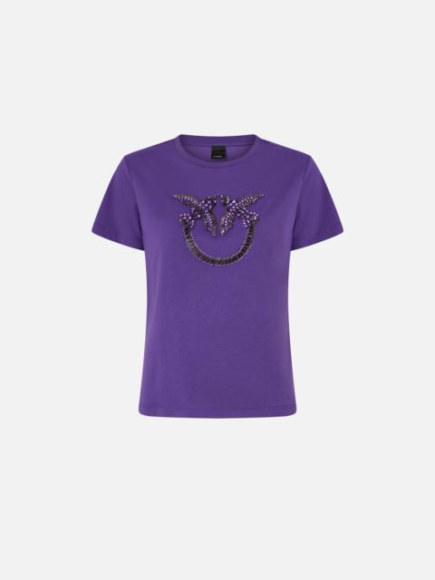 PINKO T-SHIRT WITH DECORATED LOVE BIRDS LOGO