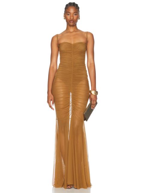 NORMA KAMALI Strapless Shirred Front Fishtail Gown