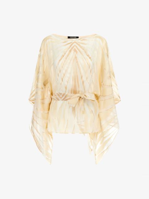 Roberto Cavalli Ray Of Gold Print Satin Caftan