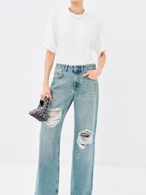 AREA Crystal Fray Relaxed Jeans