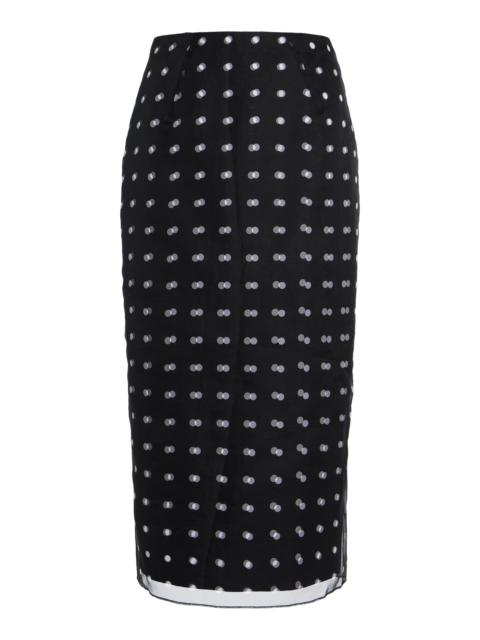 EMILIA WICKSTEAD Bethan Polka-Dot Taffeta Midi Skirt black