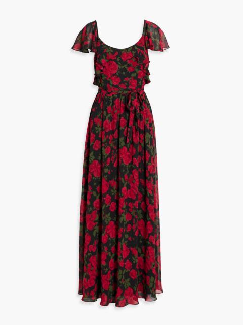 Other Designers Ruffled floral-print chiffon maxi dress