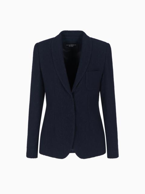 EMPORIO ARMANI ICON SINGLE-BREASTED BLAZER IN JACQUARD WITH A CHEVRON MOTIF