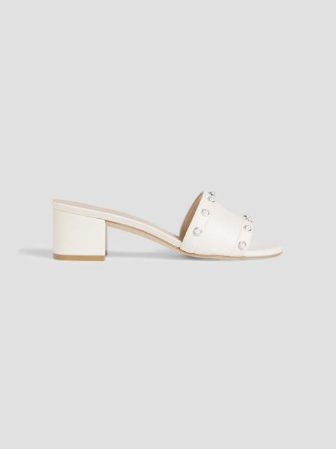 Stuart Weitzman Faux pearl-embellished leather mules