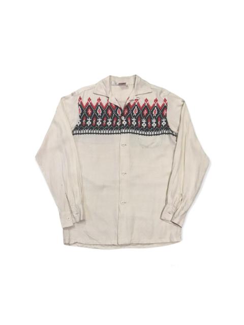 Other Designers vintage native american aztec rockabilly gabardine shirt
