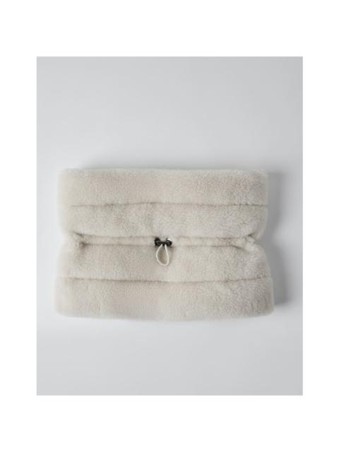 Brunello Cucinelli Brunello Cucinelli Off White Wool Shearling Scarf, Brand Size OS (US Size OS)