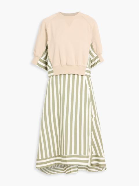 3.1 Phillip Lim Layered French terry and striped cotton-poplin midi dress