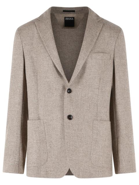 ZEGNA Zegna Wool Cashmere Blazer Beige Men