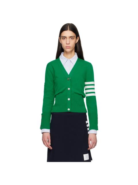 Thom Browne Green Classic Cashmere 4-Bar V-Neck Cardigan