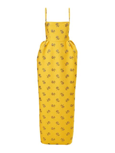 CAROLINA HERRERA Bell-Shaped Carnation  Jacquard Gown yellow