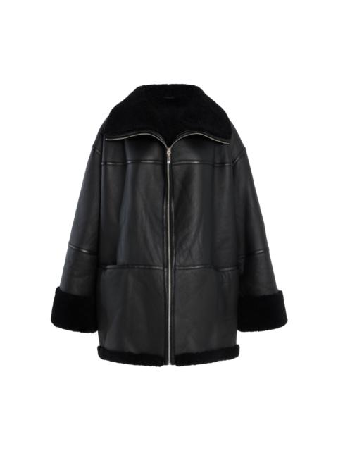TOTEME Menfi Oversized Shearling Coat black