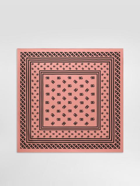 Dolce & Gabbana Silk twill foulard with all-over DG logo print (70x70)