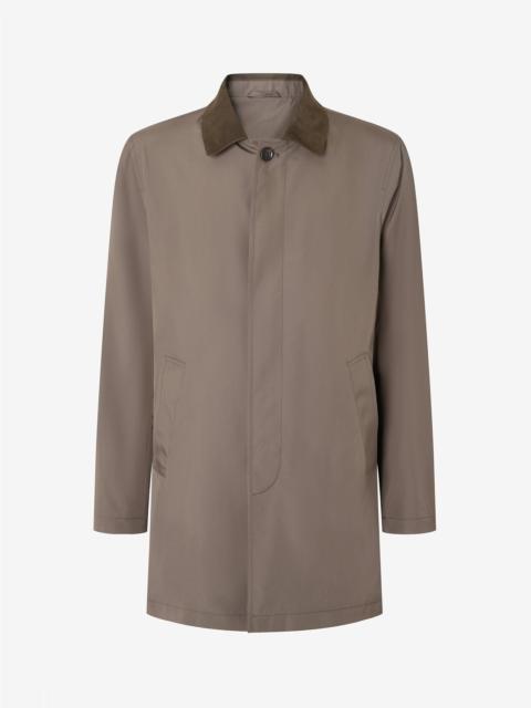 CORNELIANI Dark green trench coat made from technical poplin