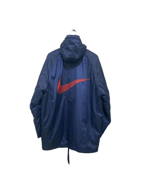 Vintage 90s Nike Big Swoosh Linen Quilted Long Jacket