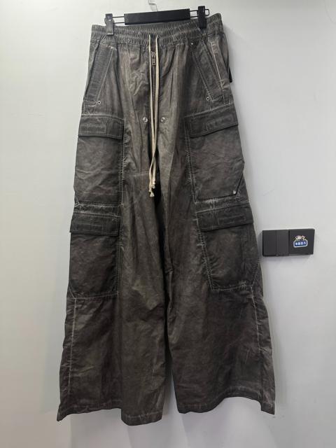 Rick Owens Rick Owens 25SS Cargo Belas black-gray washed rubber-coated multi-pocket cargo wide-leg pants