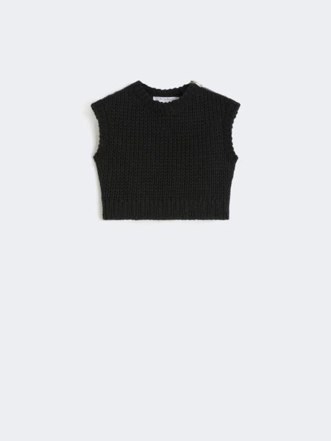 Max Mara Sleeveless cropped jumper in smooth cotton - BLACK