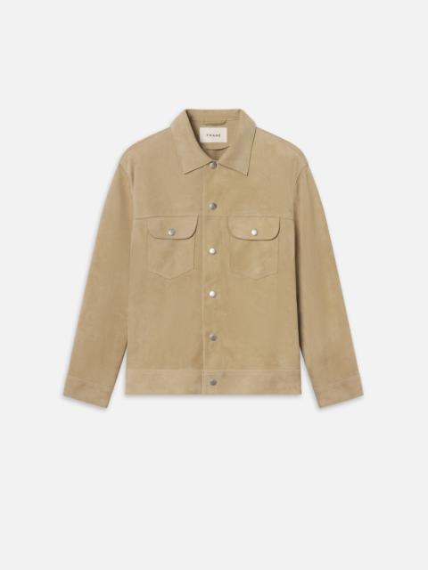 FRAME Suede Trucker Jacket in Oxford Beige