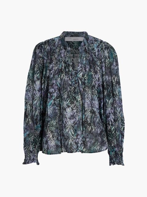 Other Designers Calli tie-front printed shirred cotton-gauze top