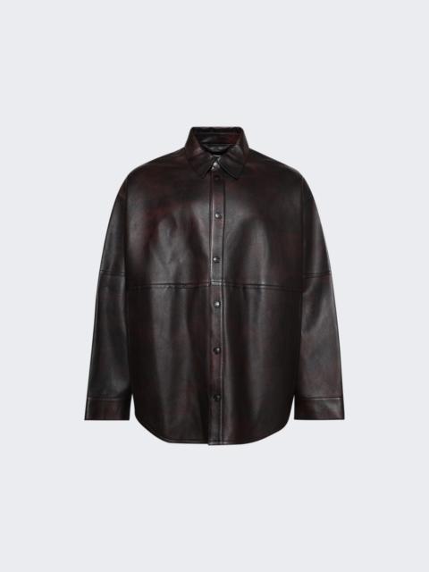 Acne Studios Leather Shirt Jacket Brown