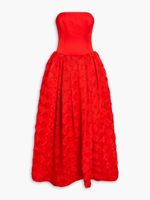 SIMKHAI Azriel strapless plissé-satin gown