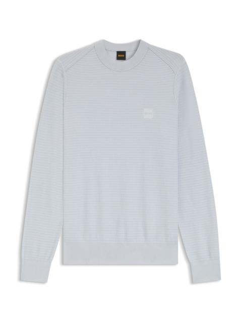 BOSS COTTON-CASHMERE SWEATER WITH LOGO PATCH